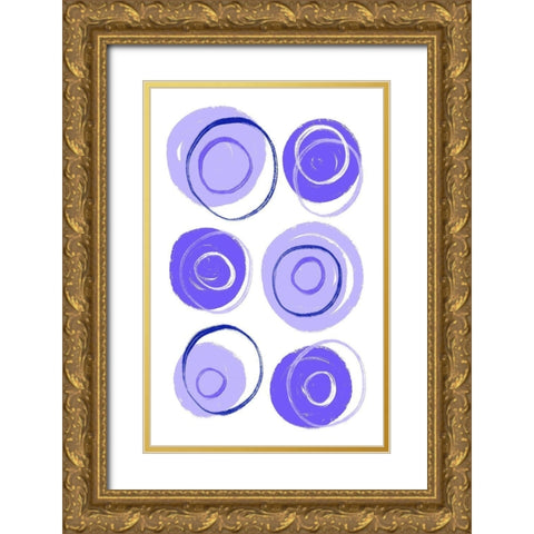 Buttons Purple Gold Ornate Wood Framed Art Print with Double Matting by Aesthete