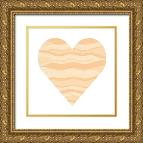 Wave Heart Gold Ornate Wood Framed Art Print with Double Matting by Aesthete