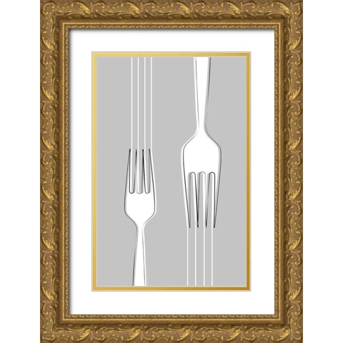 Forks Gold Ornate Wood Framed Art Print with Double Matting by Aesthete