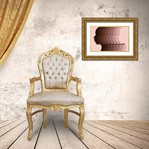 Heads1 Gold Ornate Wood Framed Art Print with Double Matting by Aesthete