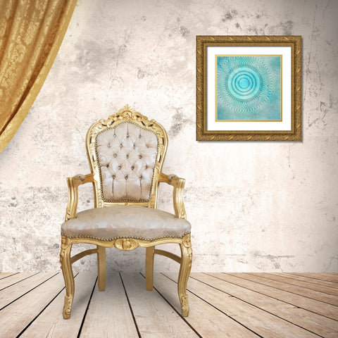 Mandala Green Gold Ornate Wood Framed Art Print with Double Matting by Aesthete
