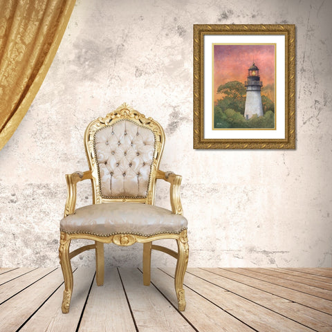 Amelia Island Lighthouse-2 Gold Ornate Wood Framed Art Print with Double Matting by Rizzo, Gene