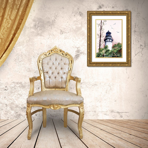 Amelia Island Lighthouse - Fl. Gold Ornate Wood Framed Art Print with Double Matting by Rizzo, Gene