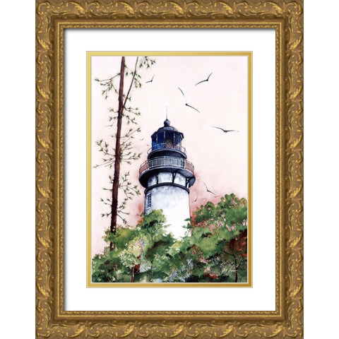 Amelia Island Lighthouse - Fl. Gold Ornate Wood Framed Art Print with Double Matting by Rizzo, Gene