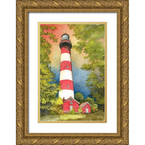 Assateague Lighthouse Gold Ornate Wood Framed Art Print with Double Matting by Rizzo, Gene