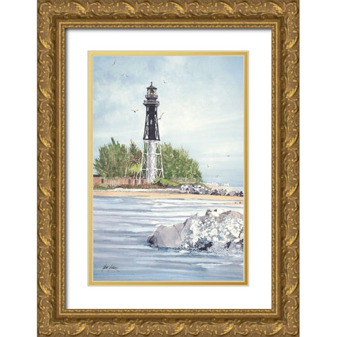 Hillsboro Inlet Lighthouse - Fl. Gold Ornate Wood Framed Art Print with Double Matting by Rizzo, Gene