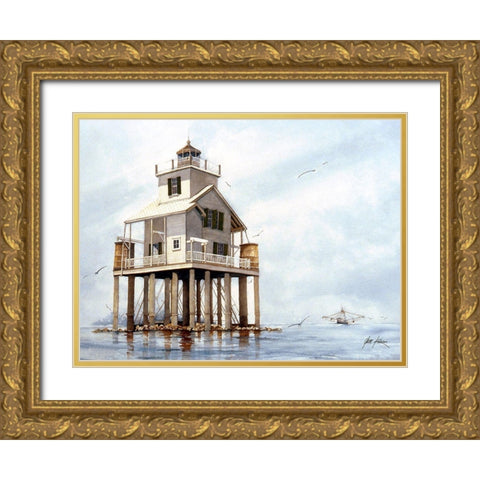 Timbalier-Houma, Louisiana Gold Ornate Wood Framed Art Print with Double Matting by Rizzo, Gene