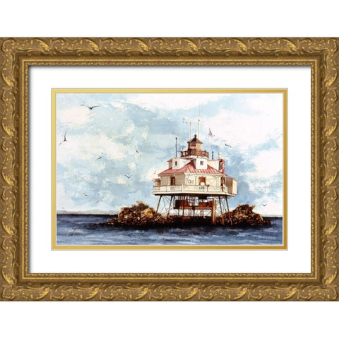 Thomas Point, Maryland Gold Ornate Wood Framed Art Print with Double Matting by Rizzo, Gene