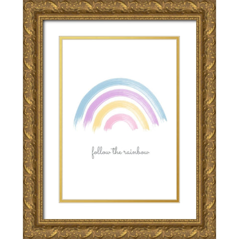 Follow the Rainbow Gold Ornate Wood Framed Art Print with Double Matting by Ratcliffe, Tiffany