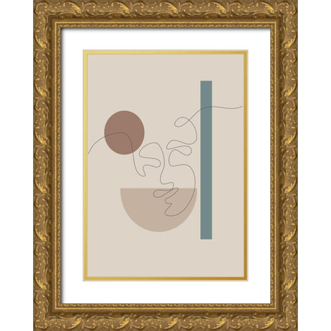 Shapes and Faces No.1 Gold Ornate Wood Framed Art Print with Double Matting by Ratcliffe, Tiffany