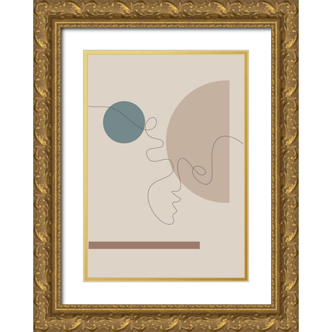Shapes and Faces No.2 Gold Ornate Wood Framed Art Print with Double Matting by Ratcliffe, Tiffany