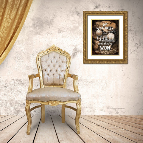 Never Quit Gold Ornate Wood Framed Art Print with Double Matting by Art Licensing Studio