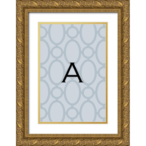 Initials Pattern A Gold Ornate Wood Framed Art Print with Double Matting by Art Licensing Studio
