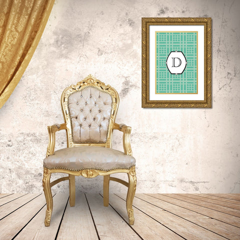 Initials Pattern D Gold Ornate Wood Framed Art Print with Double Matting by Art Licensing Studio