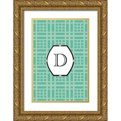 Initials Pattern D Gold Ornate Wood Framed Art Print with Double Matting by Art Licensing Studio