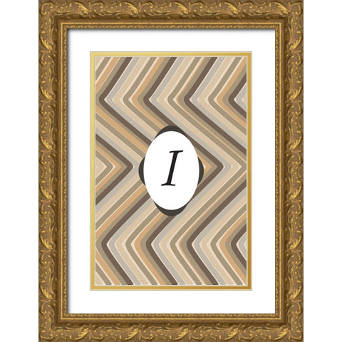 Initials Pattern I Gold Ornate Wood Framed Art Print with Double Matting by Art Licensing Studio