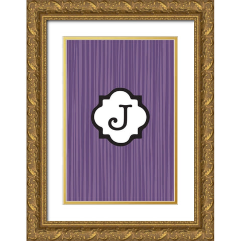 Initials Pattern J Gold Ornate Wood Framed Art Print with Double Matting by Art Licensing Studio