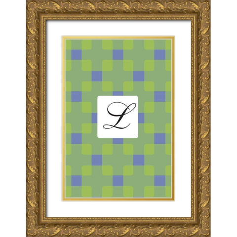 Initials Pattern L Gold Ornate Wood Framed Art Print with Double Matting by Art Licensing Studio