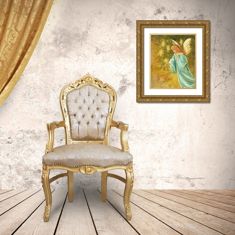Candle Lighting Angel Gold Ornate Wood Framed Art Print with Double Matting by Art Licensing Studio