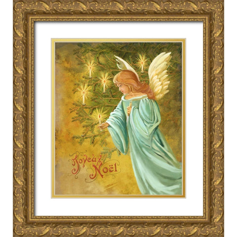 Candle Lighting Angel Gold Ornate Wood Framed Art Print with Double Matting by Art Licensing Studio