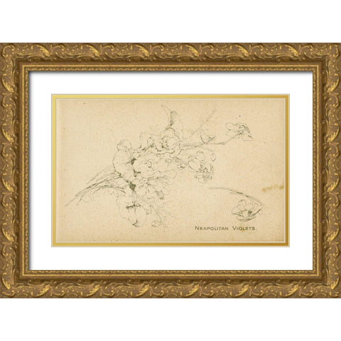 Neapolitan Violets Gold Ornate Wood Framed Art Print with Double Matting by Art Licensing Studio