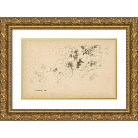 Pansies Gold Ornate Wood Framed Art Print with Double Matting by Art Licensing Studio