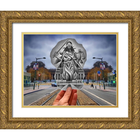 Pencil Vs Camera - Justice Gold Ornate Wood Framed Art Print with Double Matting by Heine, Ben