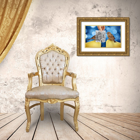 Pencil Vs Camera 66 - Singing Birds Gold Ornate Wood Framed Art Print with Double Matting by Heine, Ben