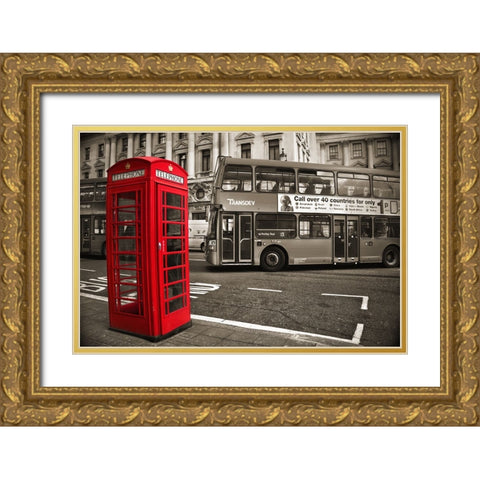 Telephone Gold Ornate Wood Framed Art Print with Double Matting by Heine, Ben