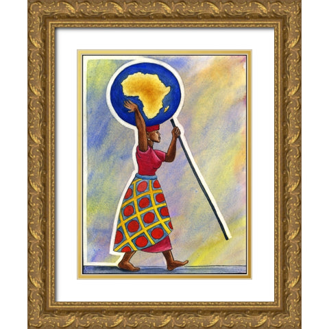 Africa Africa Gold Ornate Wood Framed Art Print with Double Matting by Heine, Ben