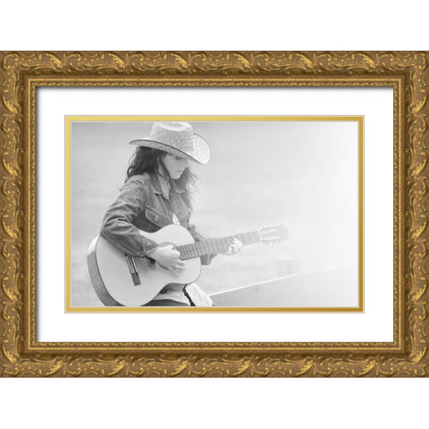 Guitar Gold Ornate Wood Framed Art Print with Double Matting by Heine, Ben