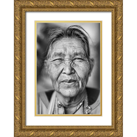 Lizu Woman 2 in Thailand - Ethnic Minority Gold Ornate Wood Framed Art Print with Double Matting by Heine, Ben