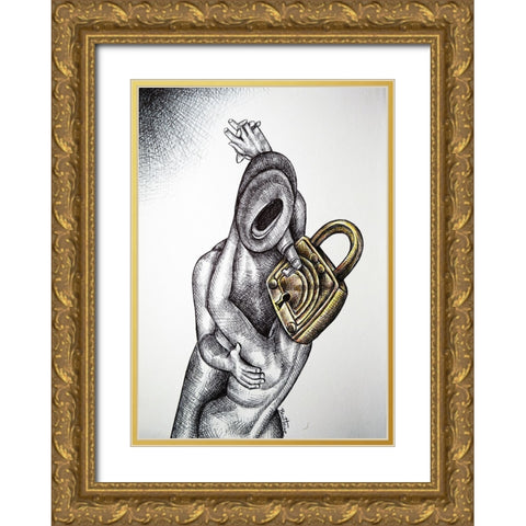 The Kiss Gold Ornate Wood Framed Art Print with Double Matting by Heine, Ben