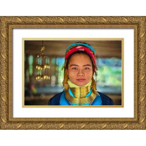 Young Padaung Woman Thailand - 5 Gold Ornate Wood Framed Art Print with Double Matting by Heine, Ben
