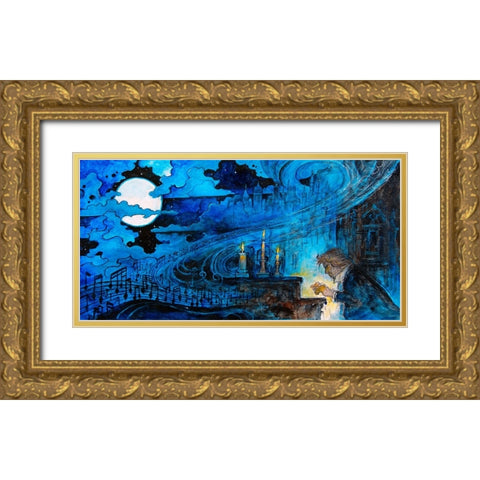 Moonlight Sonata Gold Ornate Wood Framed Art Print with Double Matting by Bell, Bill