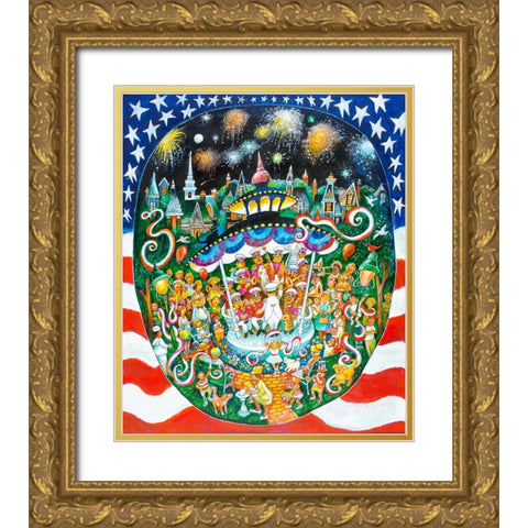 God Bless America Gold Ornate Wood Framed Art Print with Double Matting by Bell, Bill