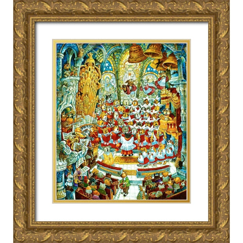 Howl-A-Lujah Gold Ornate Wood Framed Art Print with Double Matting by Bell, Bill