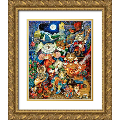Moon Light Serenade Gold Ornate Wood Framed Art Print with Double Matting by Bell, Bill