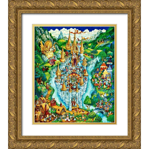 Cats Of Camelot Gold Ornate Wood Framed Art Print with Double Matting by Bell, Bill