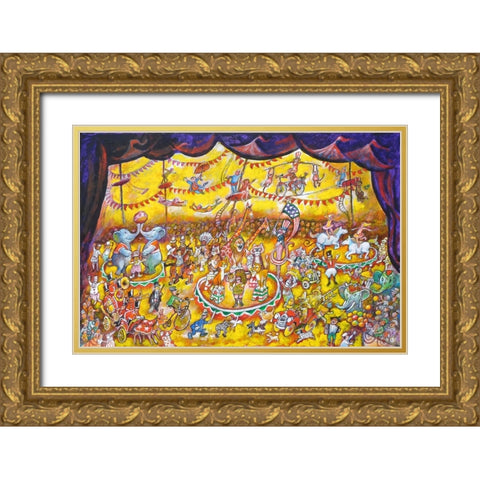 Circus  3 Ring Memories Gold Ornate Wood Framed Art Print with Double Matting by Bell, Bill