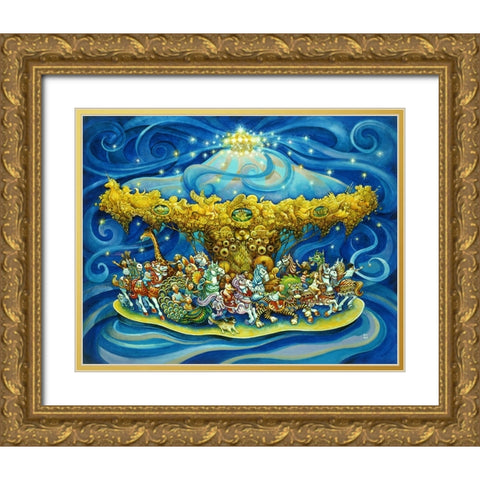 Carousel Gold Ornate Wood Framed Art Print with Double Matting by Bell, Bill