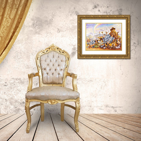 Noahs Happy Ending Gold Ornate Wood Framed Art Print with Double Matting by Bell, Bill