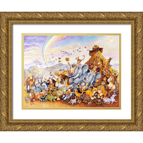 Noahs Happy Ending Gold Ornate Wood Framed Art Print with Double Matting by Bell, Bill