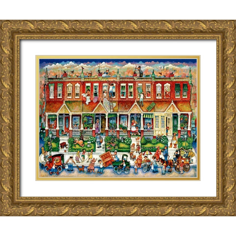 Row Houses  Gold Ornate Wood Framed Art Print with Double Matting by Bell, Bill