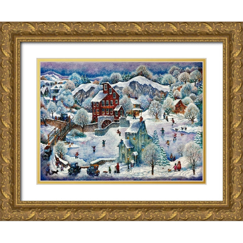 Clinton Mill Snow Gold Ornate Wood Framed Art Print with Double Matting by Bell, Bill