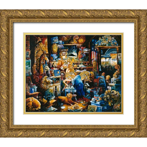Ride A Pink Horse Gold Ornate Wood Framed Art Print with Double Matting by Bell, Bill
