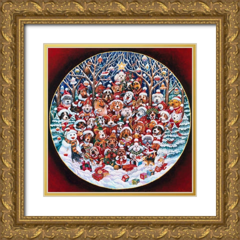 Santa Paws (Pc) Gold Ornate Wood Framed Art Print with Double Matting by Bell, Bill