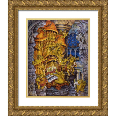 Gargoyles Toccata (And Fugue In D Minor) Gold Ornate Wood Framed Art Print with Double Matting by Bell, Bill