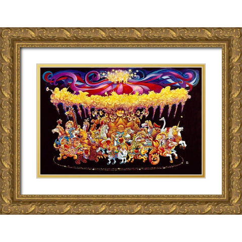 Velvet Carousel Gold Ornate Wood Framed Art Print with Double Matting by Bell, Bill