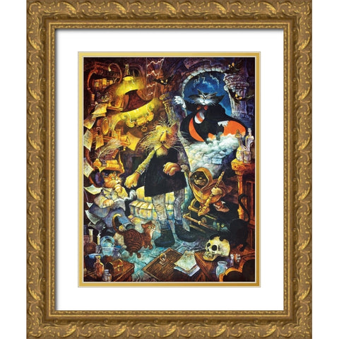 Catulas Castle Gold Ornate Wood Framed Art Print with Double Matting by Bell, Bill